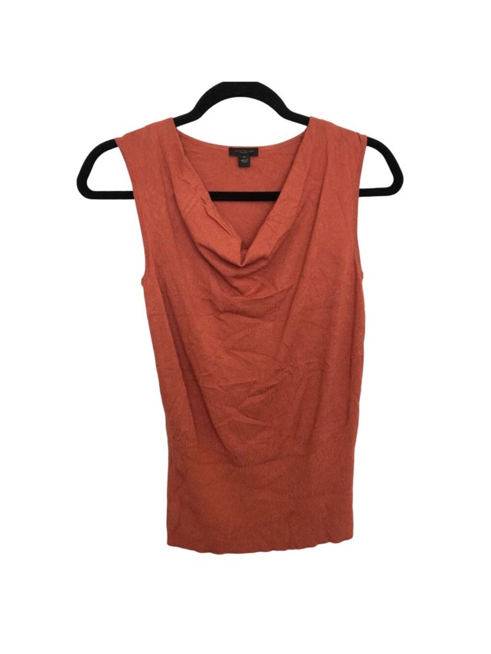 Ann Taylor Solid Rust Orange Cowl Neck Sleeveless Top X-Small